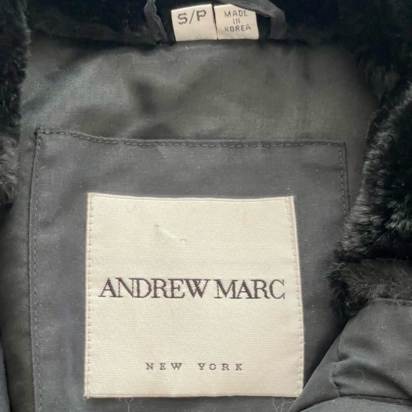 ANDREW MARC New York Black Silver Hardware Accents Fur Hood Ladies Size: Small - Picture 6 of 11